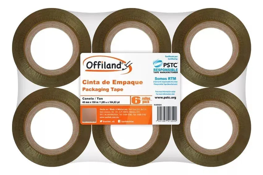 6pzs Cinta Empaque 040 Canela Offiland 48mm X 150m Acrilico - Offiland - detalle