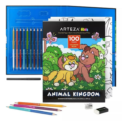 Kit Libro P/colorear Animales + Lapices De Colores Arteza - Coveme - vista lateral