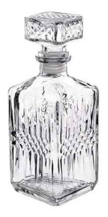 2 Pz Licorera Cuadrada Grande Rodas 750ml Vidrio Cristal - Vittori - vista lateral