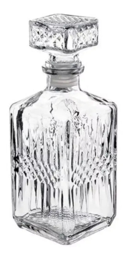 2 Pz Licorera Cuadrada Grande Rodas 750ml Vidrio Cristal - Vittori - vista lateral