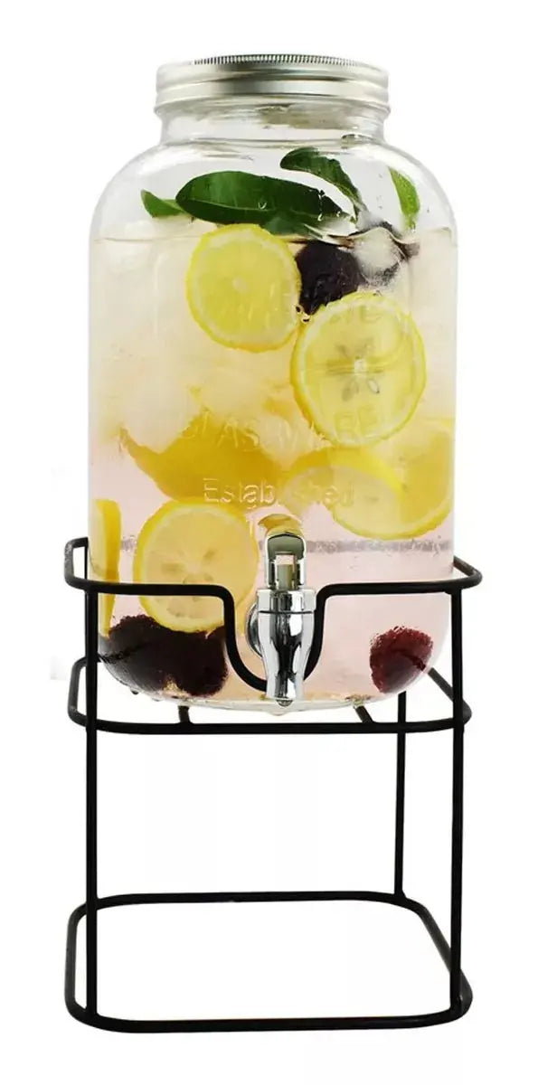 Dispensador De Bebidas Vitrolero Vidrio Con Base Mason 8lt - Das - vista lateral