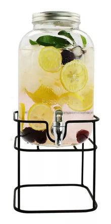Dispensador De Bebidas Vitrolero Vidrio Con Base Mason 8lt - Das - vista lateral