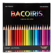 24 Lapices Colores Baco Largos Redondos Bacoiris Escolar - BACO - empaque