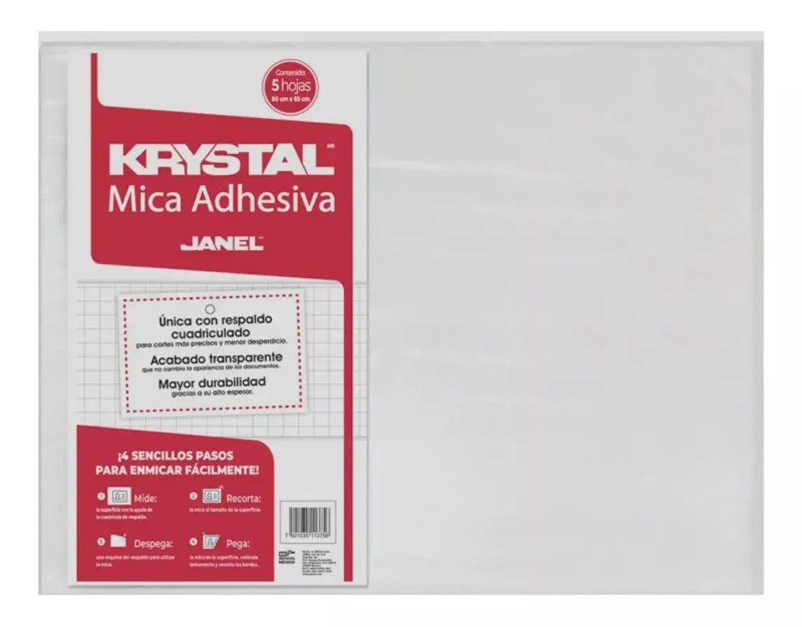 5pz Hojas Mica Forro Adherible Krystal Cuaderno Transparente - Janel - vista lateral