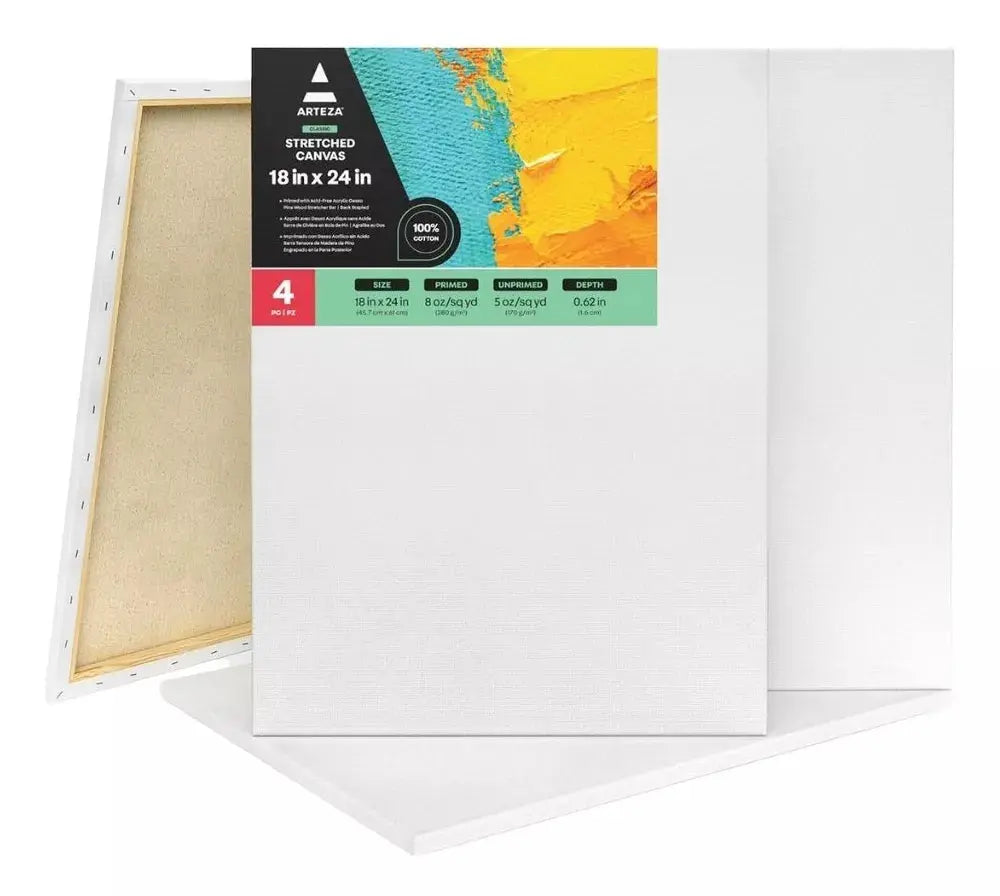 Paquete De 4 Lienzos Clasicos 61 X 45.7 Cm Arteza Blanco - Arteza - vista lateral