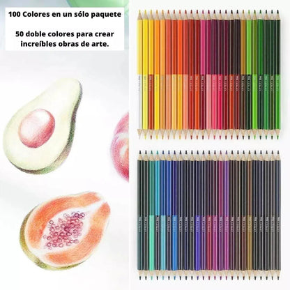 50 Lapices Color Doble Punta 100 Colores Arteza Duales Niños - Coveme - vista lateral