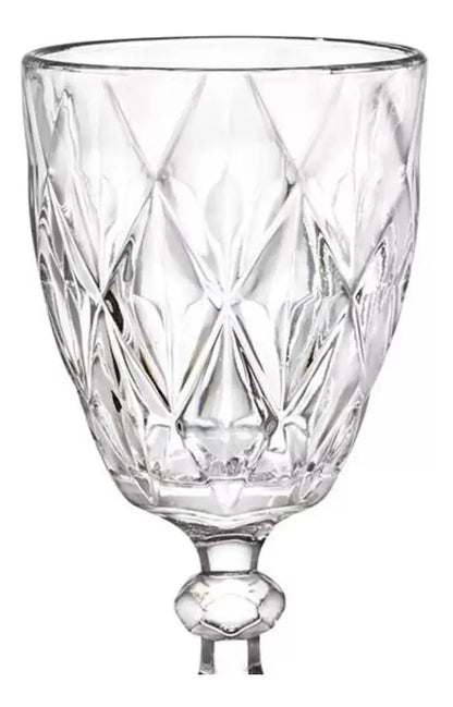 6 Copas Vidrio Labrado Cristal Libia Vino Tinto Blanco - Vittori - detalle
