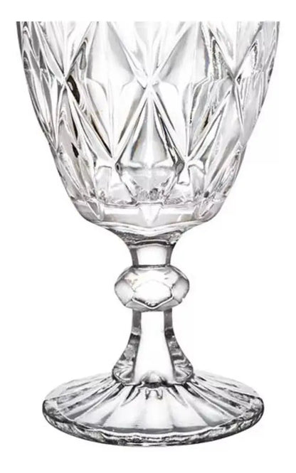 6 Copas Vidrio Labrado Cristal Libia Vino Tinto Blanco - Vittori - vista lateral