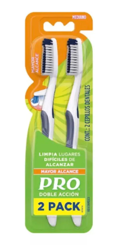 2 Pz Cepillo Dental Pro Plus Doble Acción Mayor Alcance - KCTS - empaque