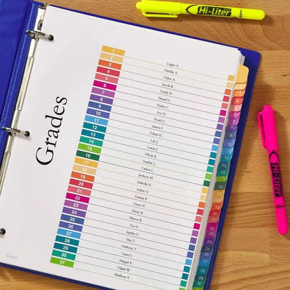 31 Separador Pestañas Numericas Avery Carpeta Multicolores - Avery - contenido