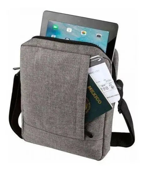 Mochila Mariconera Viaje Porta Tablet iPad Hombro Gris - Promoopcion