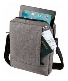 Mochila Mariconera Viaje Porta Tablet iPad Hombro Gris - Promoopcion