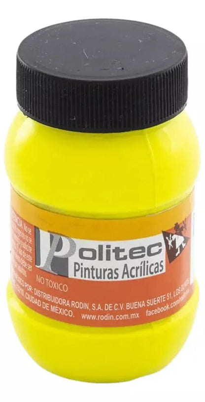 Set 6 Pintura Acrilica Politec Neon Fluorescente 100ml Color - Politec - accesorios