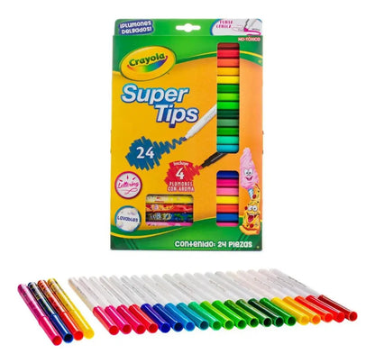 20 Plumones Super Tips + 4 Plumones Silly Scents Crayola 24 - Crayola - empaque