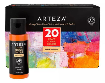 20 Pinturas Acrilicas Arteza Tonos Vintage 60 Ml C/u - Coveme