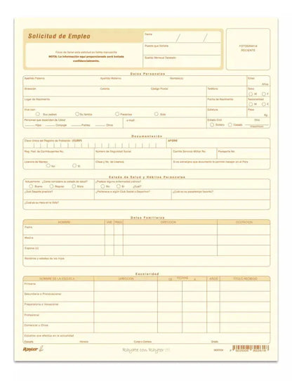 5 Blocks Solicitud Empleo Rayter Ahuesado C/25 Hojas C/u - Rayter - vista lateral