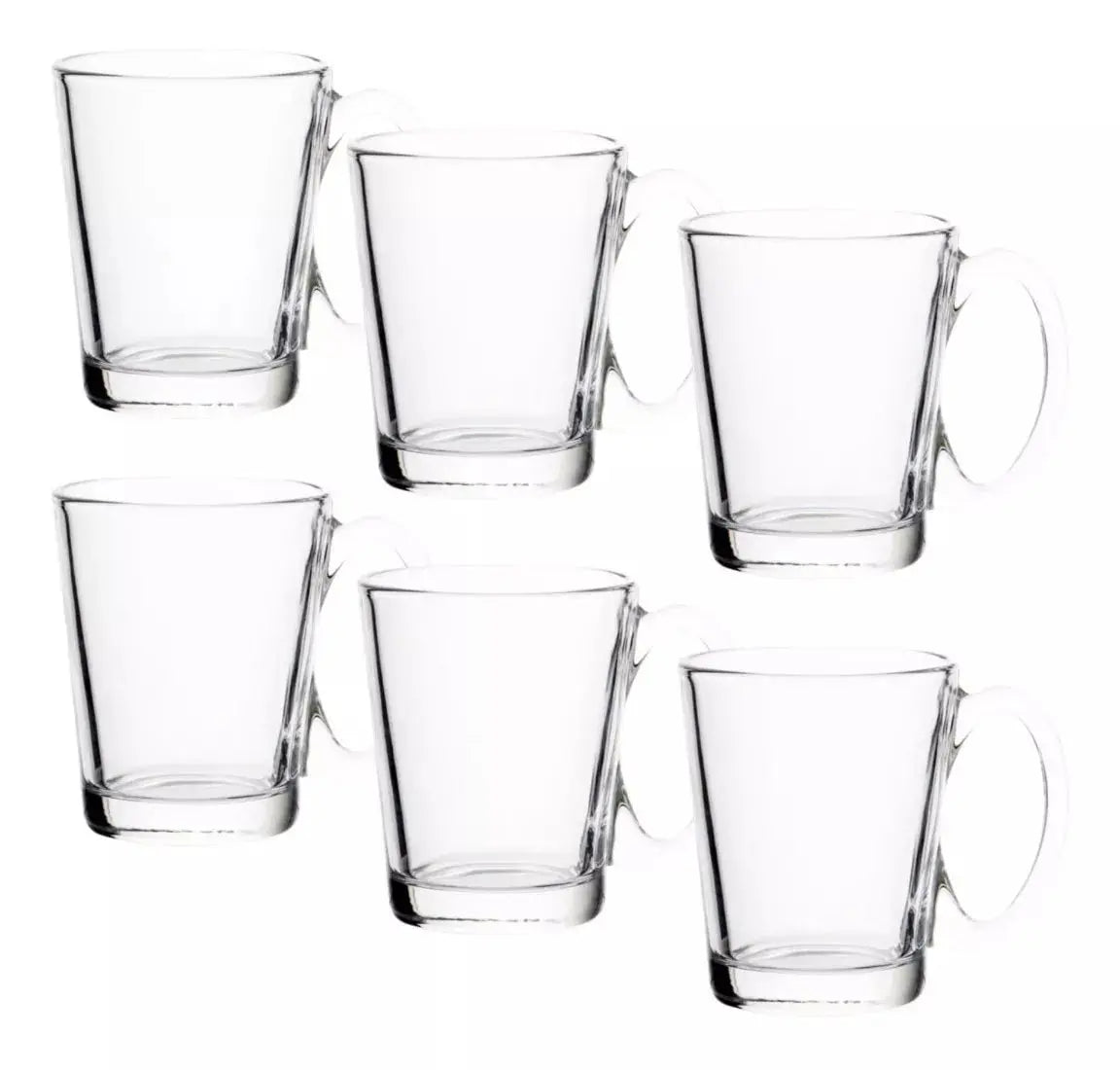 Set 6 Tazas Café Té Conica Lisa Vidrio Mayoreo 240ml - Vittori