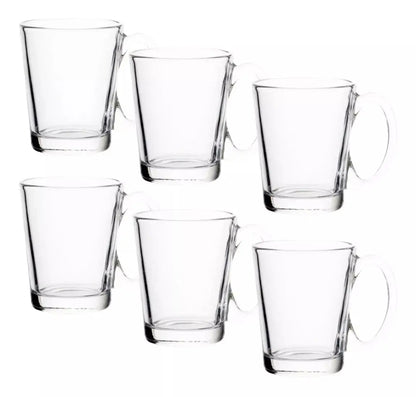 Set 6 Tazas Café Té Conica Lisa Vidrio Mayoreo 240ml - Vittori