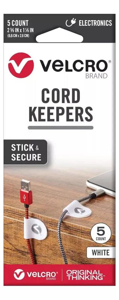 5 Tiras Soportes Cables Velcro® Cord Keepers Blanco - Velcro - uso
