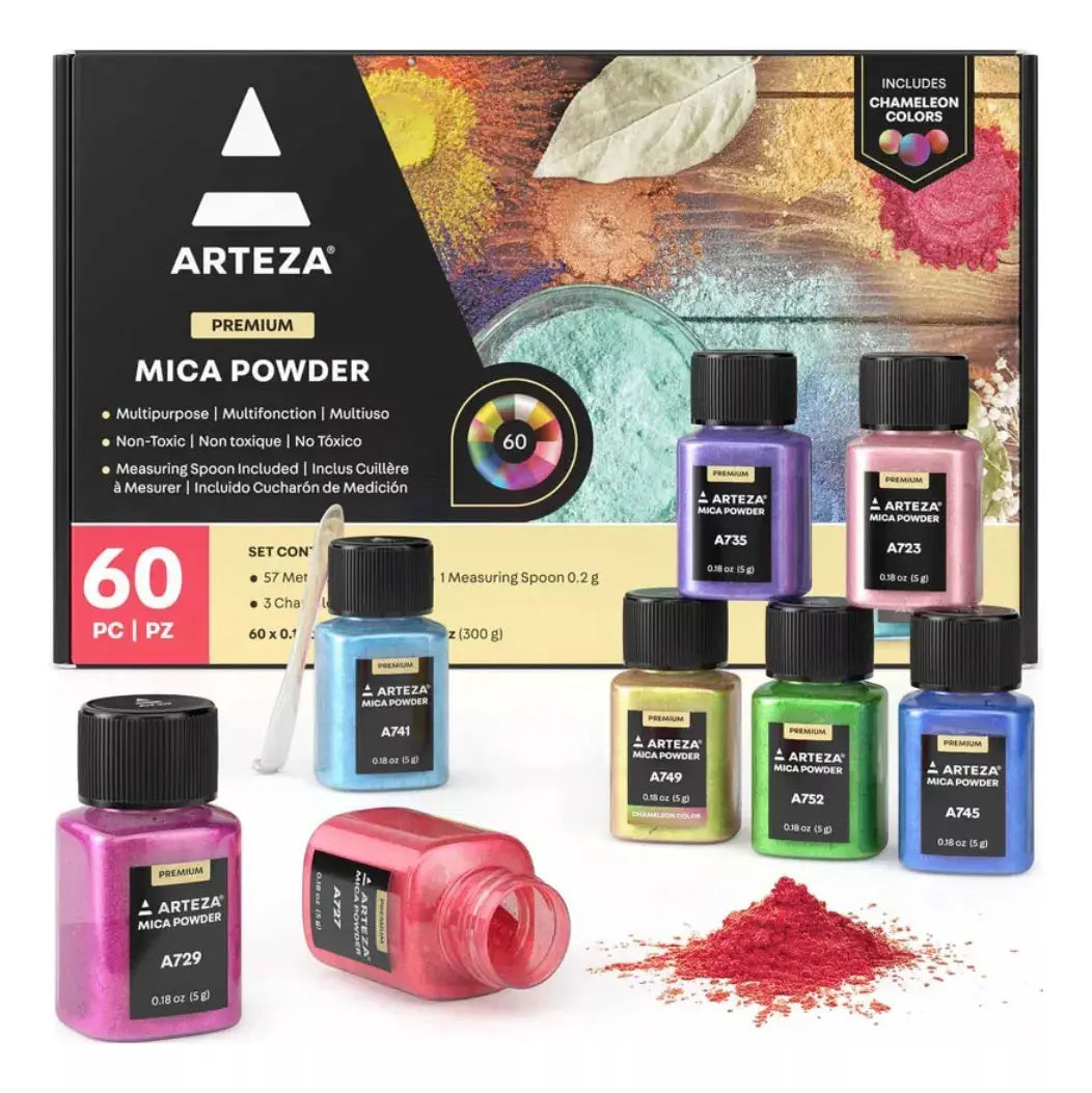 Set 60 Botes Mica Polvo 5g Colores Arteza Multiuso - Coveme - vista trasera