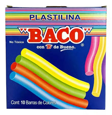 Caja 10 Barras Plastilina Baco Colores Surtidos Escolar - BACO - vista lateral