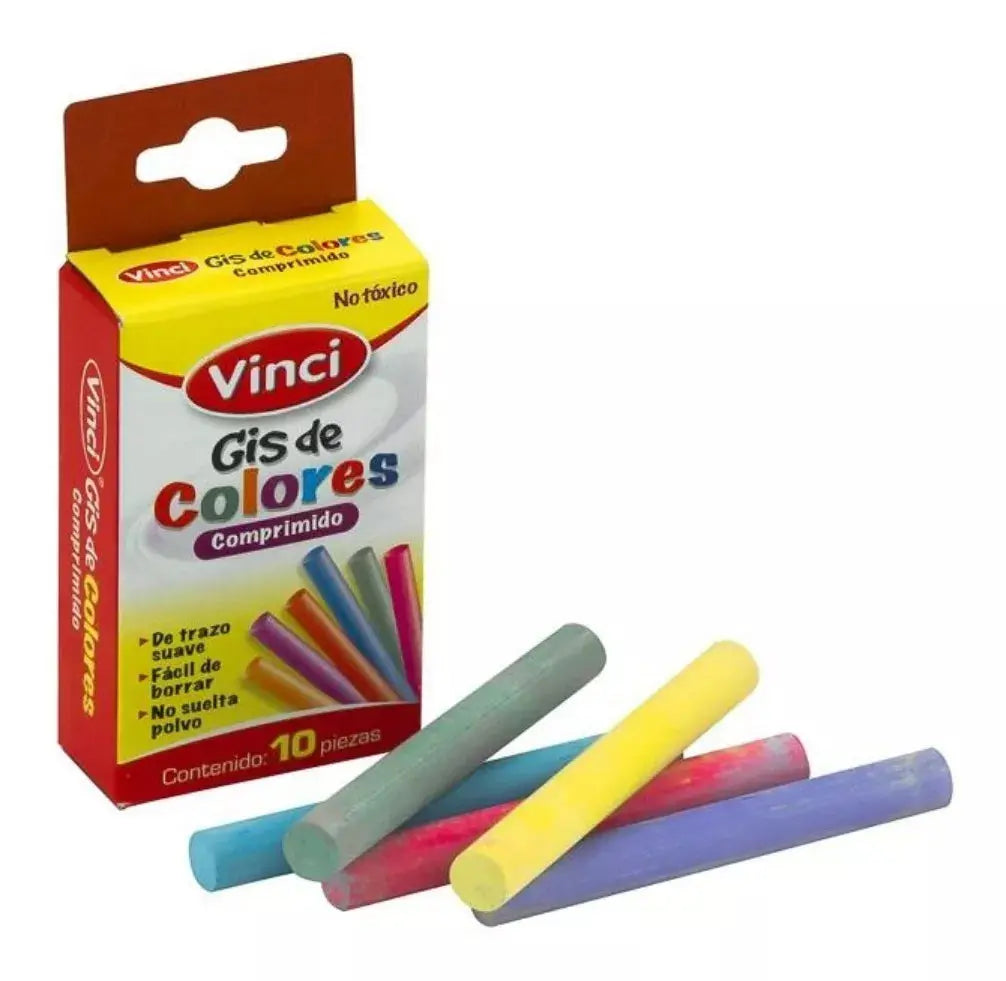 Gises Escolares de Colores Vinci Trazo Suave 10pz - Vinci - vista lateral
