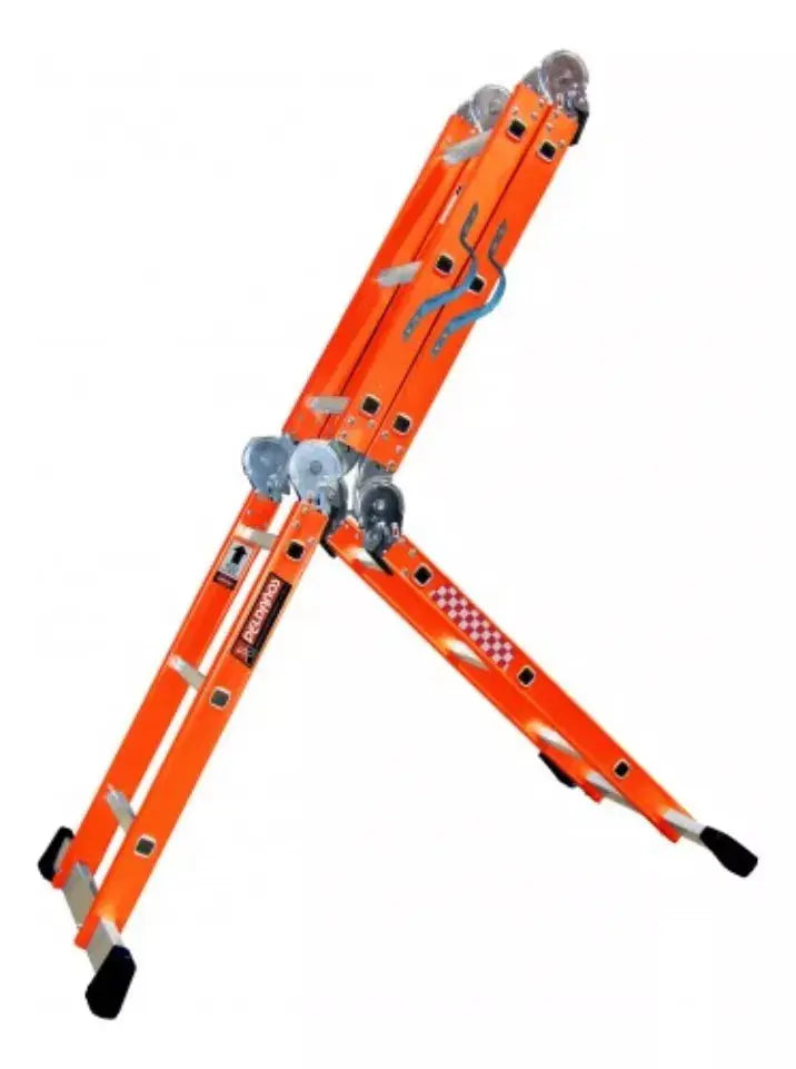 Escalera Acero Multiposiciones Peldaños Naranja 12 Escalones - Politec - accesorios