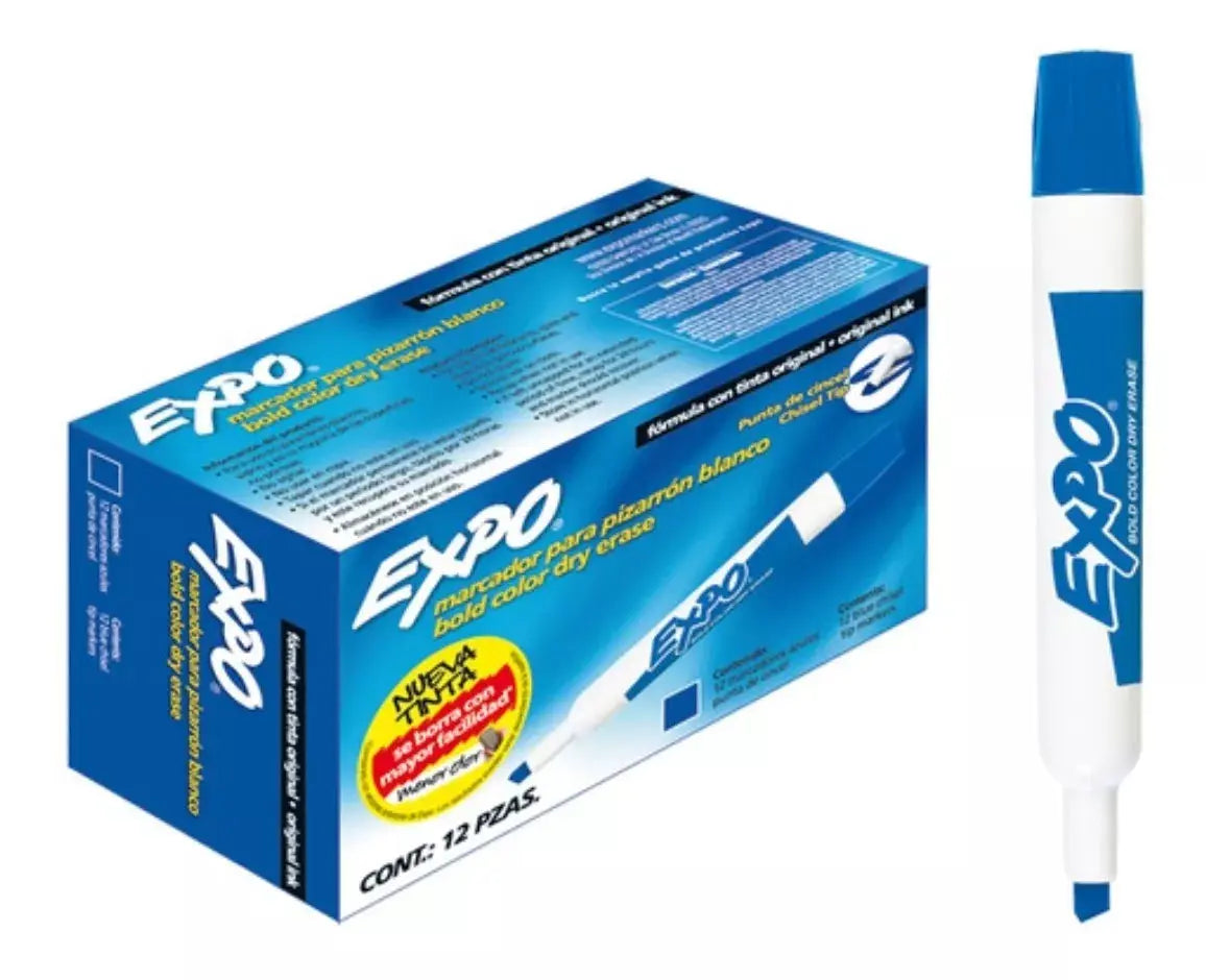 Marcador Para Pizarron Blanco Expo Caja Con 12 Pz Bajo Olor Azul - Expo - accesorios