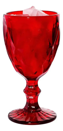 Set 24 Copas Color Rojo Cristal Vidrio Labrado 245 Ml - Vittori - vista lateral