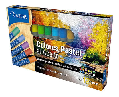 Set 12 Colores Gises Pastel Tiza Al Aceite Dibujo Stafford - Azor - detalle