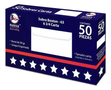 50 Sobres Correspondencia Nassa Blanco Carta 9.2 X 16.4cms - Nassa