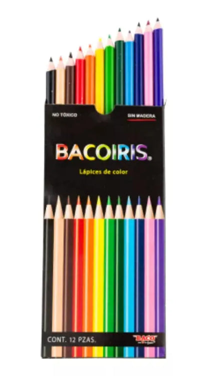 12 Lapices Colores Baco Largos Bacoiris Redondos Escolar - BACO