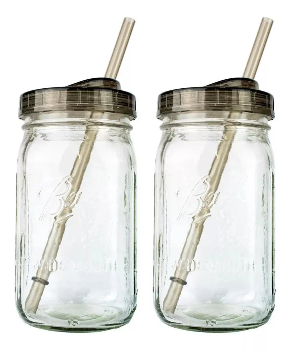 2pz Mason Jars Ball Hermetico Boca Regular 946 Ml Tapa Humo - Coveme - empaque