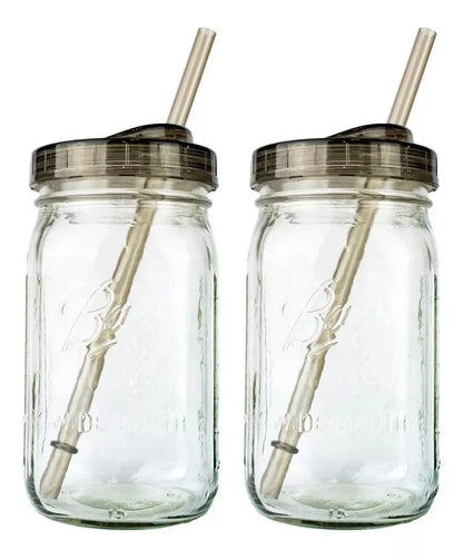2pz Mason Jars Ball Hermetico Boca Regular 946 Ml Tapa Humo - Coveme - empaque