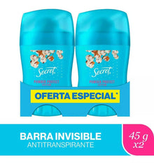 2 Pz Antitranspirante Barra Secret Powder Cotton Protect 45g - KCTS