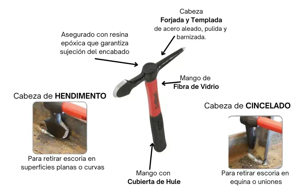 Martillo Soldador Urrea Fibra Vidrio 12'' 12 Oz Resistente - Lock - empaque