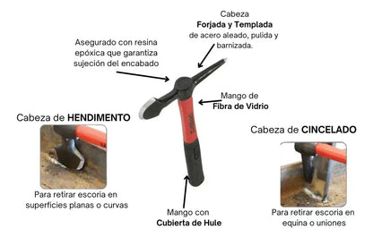 Martillo Soldador Urrea Fibra Vidrio 12'' 12 Oz Resistente - Lock - empaque
