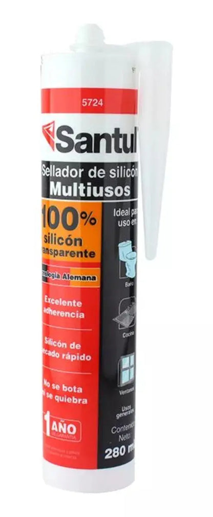 Sellador Multiusos Silicon Transparente Tubo Santul 280 Ml - Santul - detalle