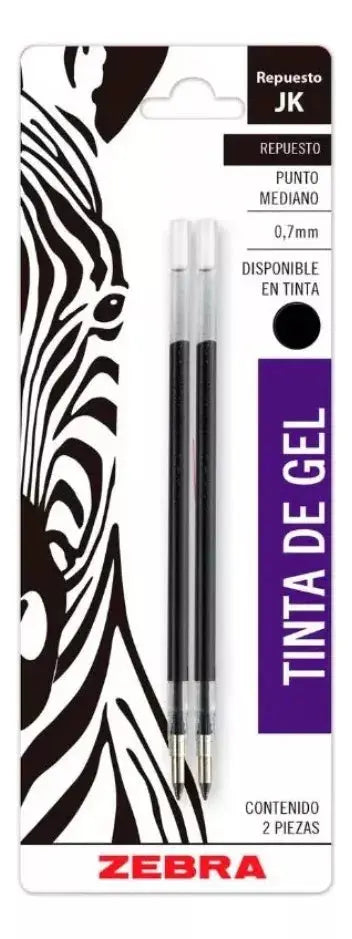 Repuesto Jk Zebra Boligrafo Gel Color Negro Tinta Puntomedio - Zebra
