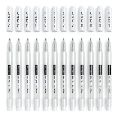 Set 12 Plumas Gel Blancas Arteza Punto 0.6 Mm 0.8 Mm 1 Mm - Coveme - accesorios