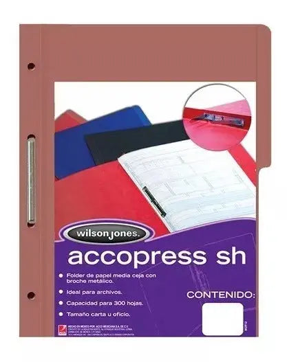 10pzs Folder Acco Press Tamaño Oficio Color Caoba - ACCO - vista lateral