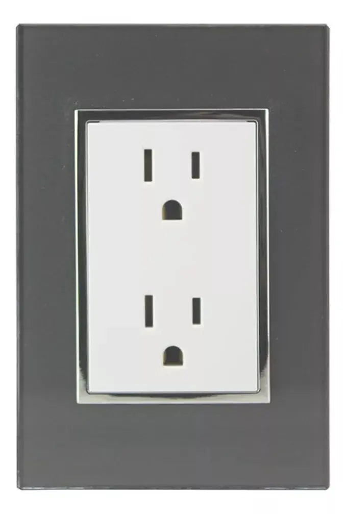 2 Pzs Placa Venecia Humo Sanelec Contacto Doble - Sanelec - vista lateral