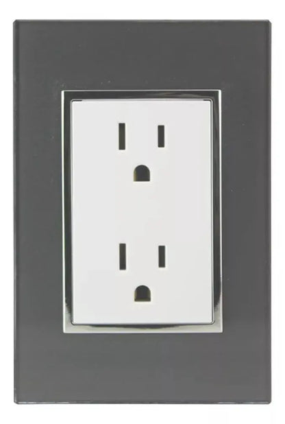 2 Pzs Placa Venecia Humo Sanelec Contacto Doble - Sanelec - vista lateral