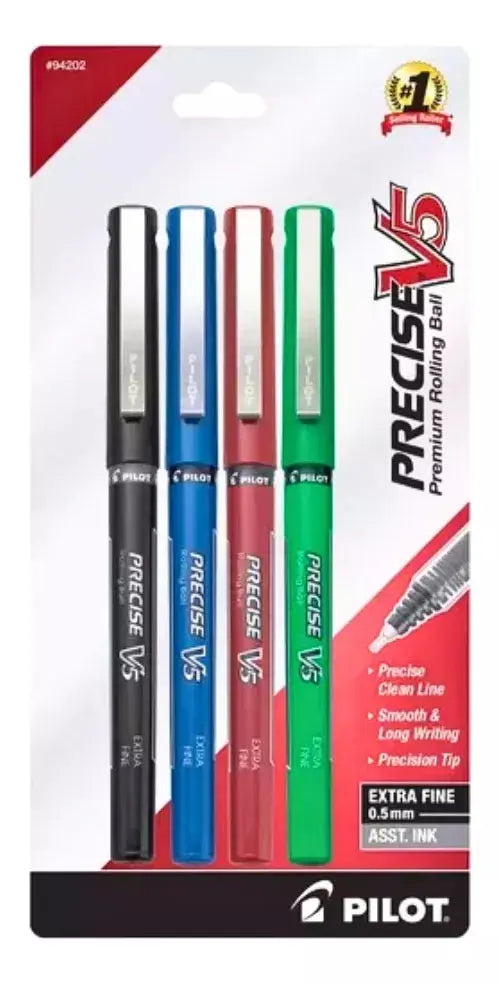 4 Plumas Pilot Bolígrafo Precise V5 Tinta Liquida Extrafino - Pilot - empaque