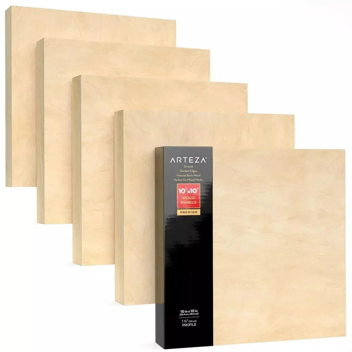 Set 5 Lienzos Madera Canvas Bastidor Pintura 25x25 Arteza - Arteza - vista lateral