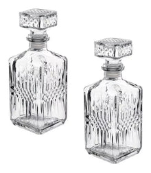 2 Pz Licorera Cuadrada Grande Rodas 750ml Vidrio Cristal - Vittori - detalle