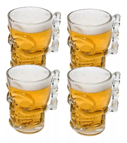 Pack Vaso Tarro Calavera Craneo Skull Vidrio 4 Pz De 540ml - Vittori - vista lateral