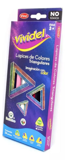 24 Lapices Colores Triangulares Vinci Vividel 4mm - Vividel