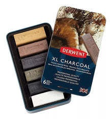 Carbón Xl Graphite Xl Charcoal Caja Metálica Derwent 6 C/u - MarchanteMX