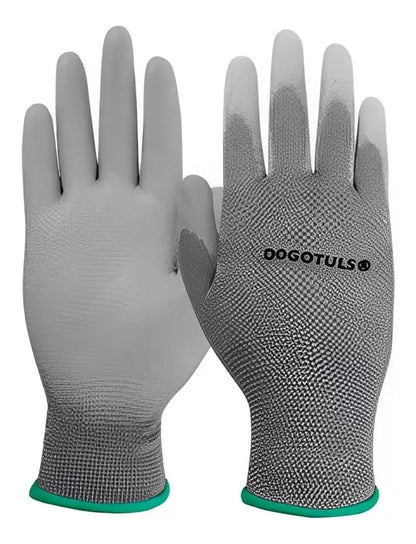 6pz Guante Nylon Palma Recubierta Poliuretano Dogotuls Gris - Dogotuls - accesorios
